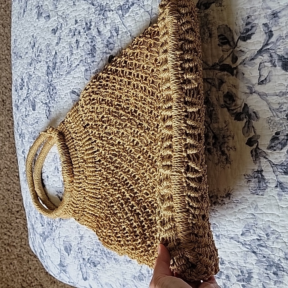 Boho Woven Straw Tote Bag Rattan Beach Handbag Tan OS - Picture 14 of 15